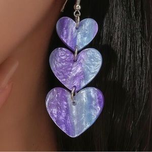 Purple Heart Drop Earrings
